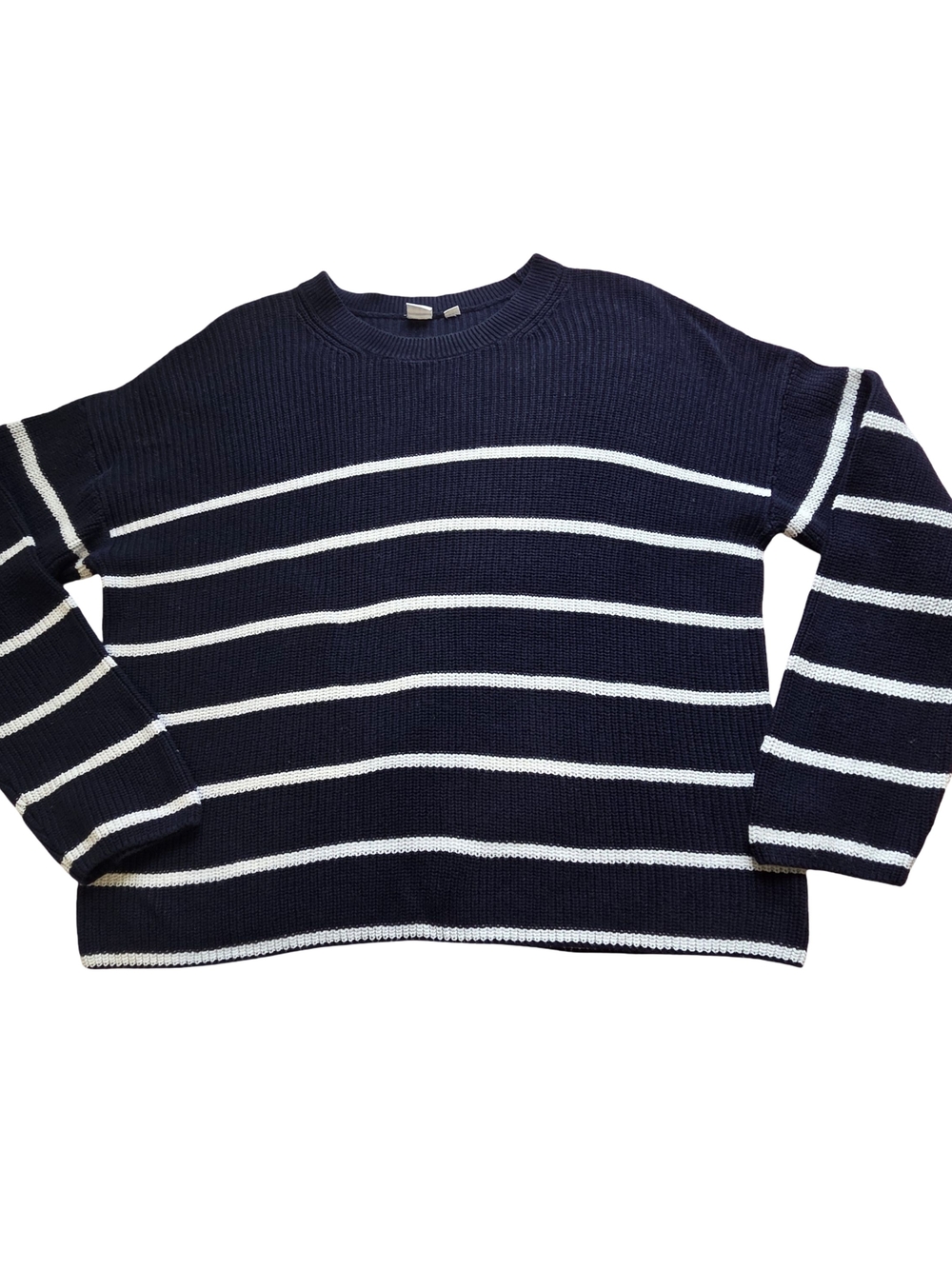 GAP Navy Crewneck Sweater with White Stripes